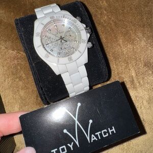 ToyWatch - crystal Markers - Mavi Mother of Pearl Dial Chronograph White CeramiC